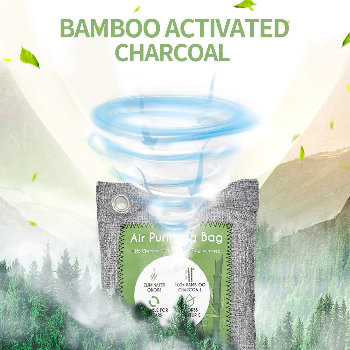 12 Pack Bamboo Charcoal Air Purifying Bag, Activated Charcoal Bags Odor Absorber, Moisture Absorber, Natural Car Air Freshener, Shoe Deodorizer, Odor Eliminators For Home, Pet, Closet (6x50g, 6x150g)