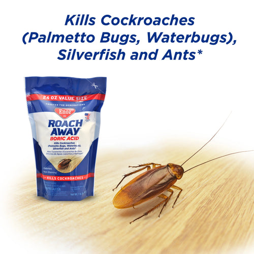 (3 Pack) Enoz Roach Away Boric Acid Powder, Cockroach Killer, 24 oz Pouch