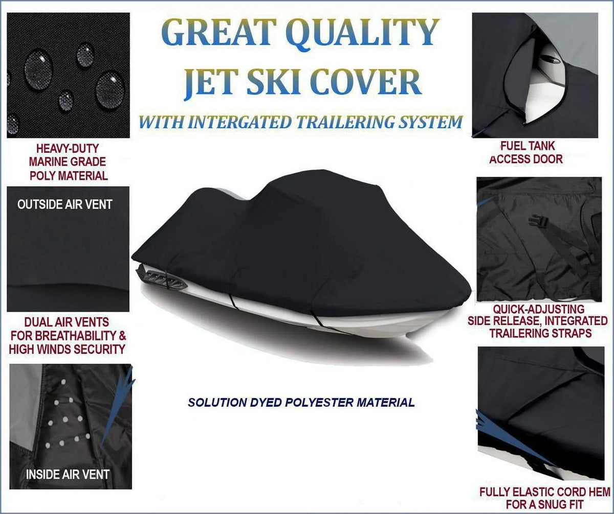 Jet 600 DENIER JetSki Cover Compatible for Kawasaki 900 STX 1997-2006 Jet Ski Watercraft Cover