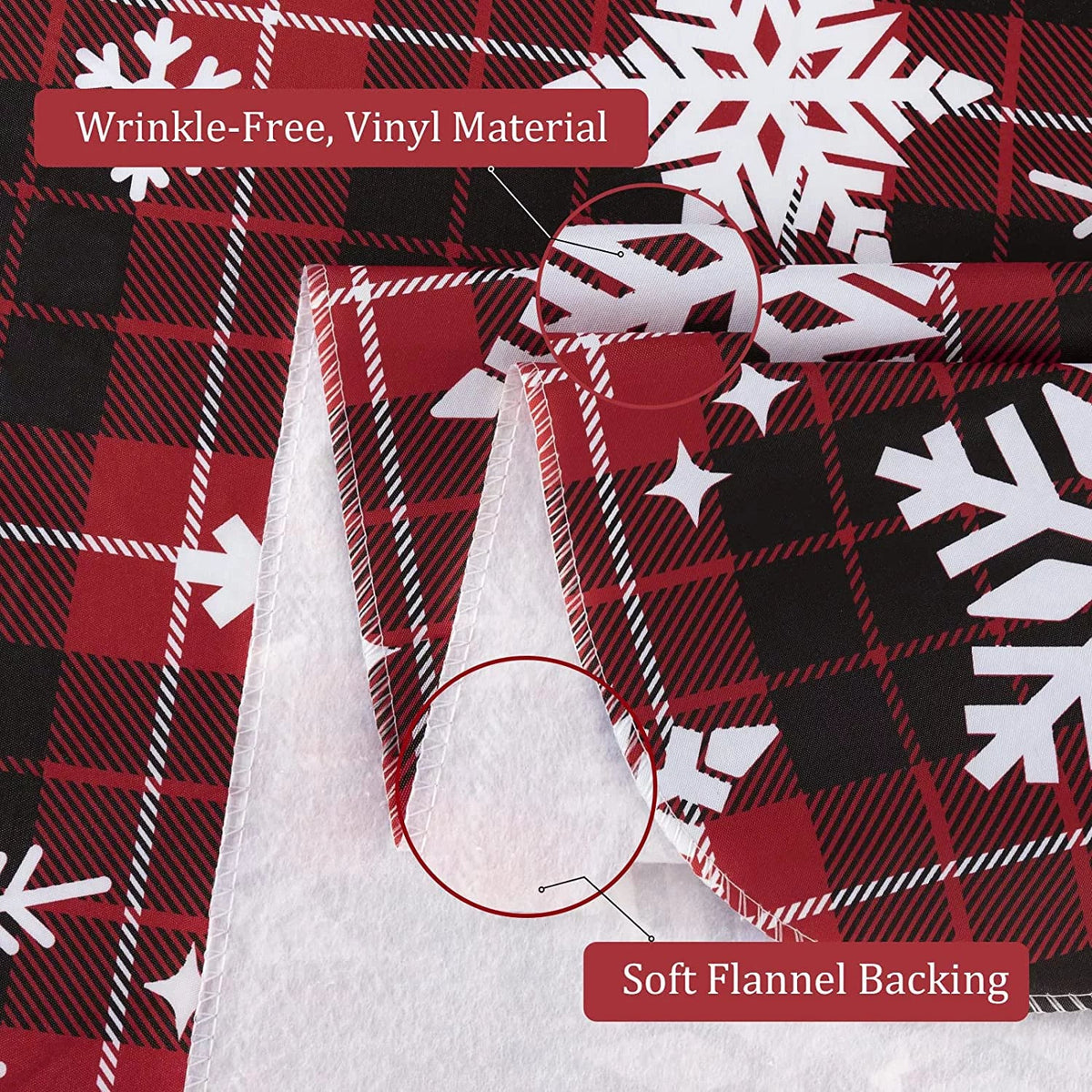 UMINEUX Christmas Tablecloth with Flannel Backing, Waterproof Wipeable Vinyl Rectangle Table Cover for Xmas Parties/Wedding/Holiday/Decoration Use - Heavy Duty Table Cover(60x102 Inch, Snowflake)