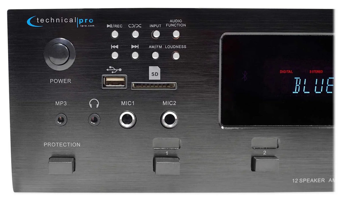6000w 6) Zone, Home Theater Bluetooth Receiver+(12) Jet 6.5" Ceiling Speakers